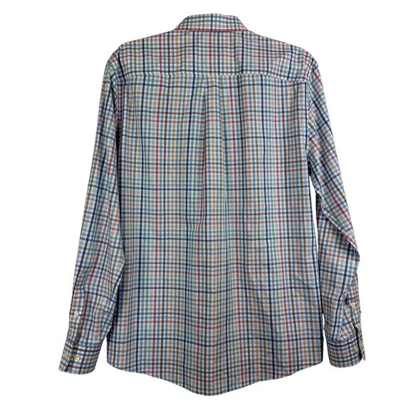 Men's Johnnie-O French Blue Plaid Long Sleeve Button Up Casual Shirt sz Medium - Picture 2 of 6